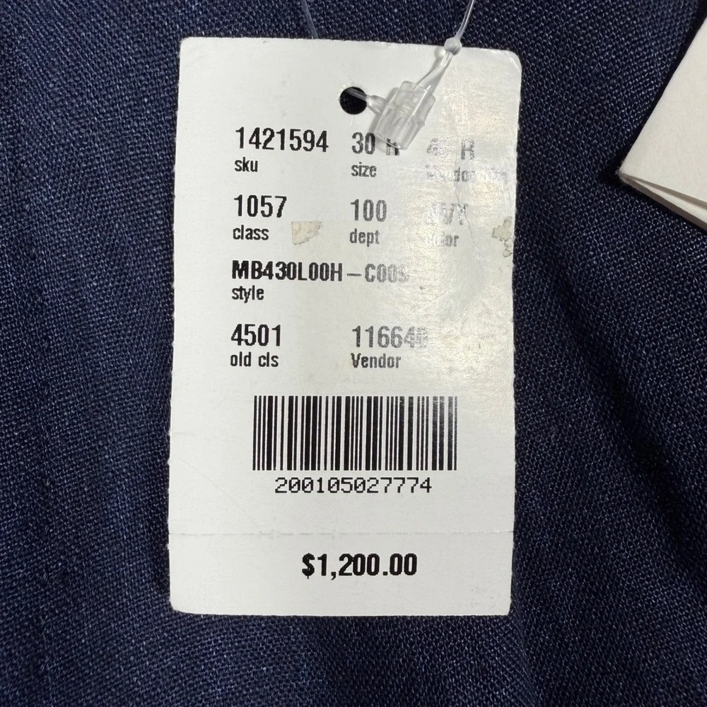 Brunello Cucinelli Pleated Linen Trousers Mens 33/42IT Italy Blue 100% Linen NWT